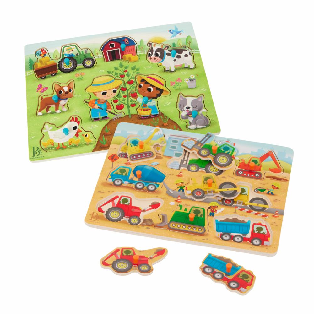 Peek & Explore – Construction Trucks & Barnyard  |  Puzzles & Creative Toys Shop Wooden Toys