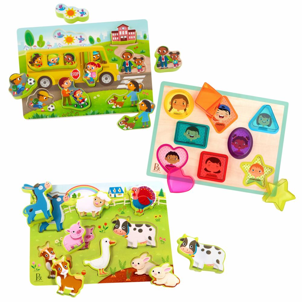 Peek & Explore – Farm, School, Shapes & Emotions  |  Wooden Toys Shop Wooden Toys